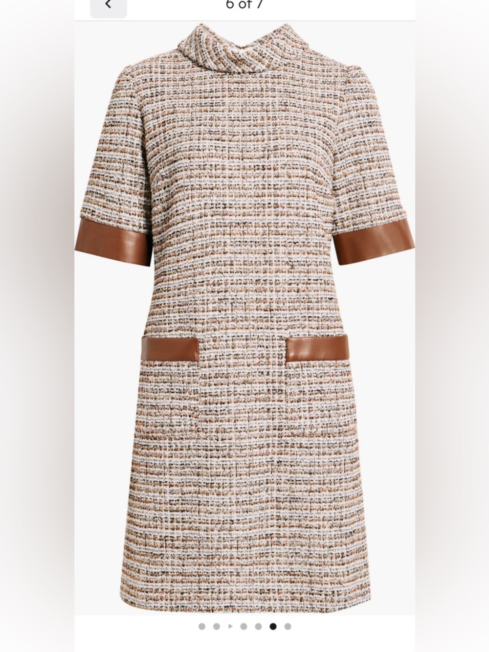 NWT Julia Jordan Faux-Leather-Trim Tweed Shift Dress size 10 - Picture 5 of 6